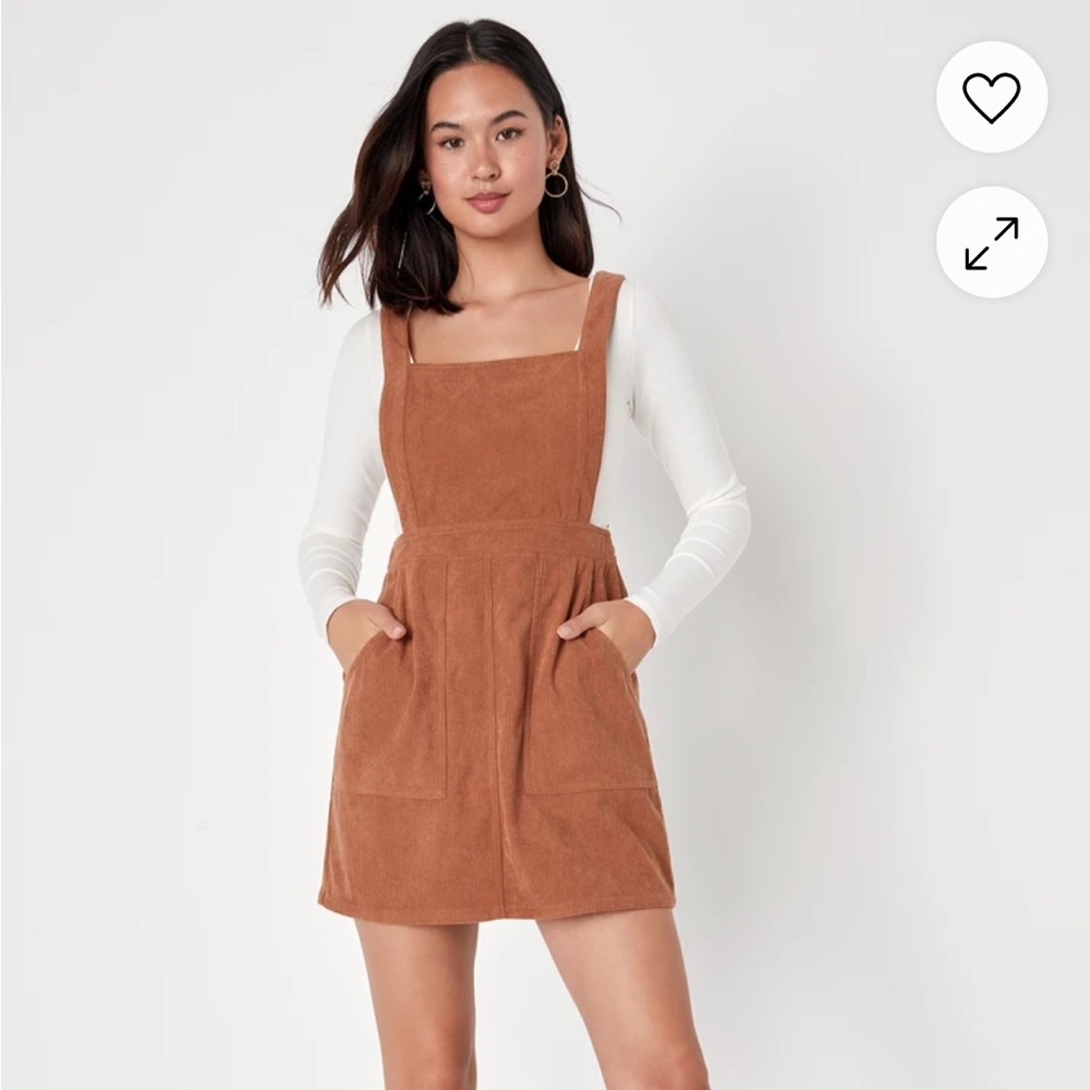 Lulus Rust Corduroy Overall Dress
